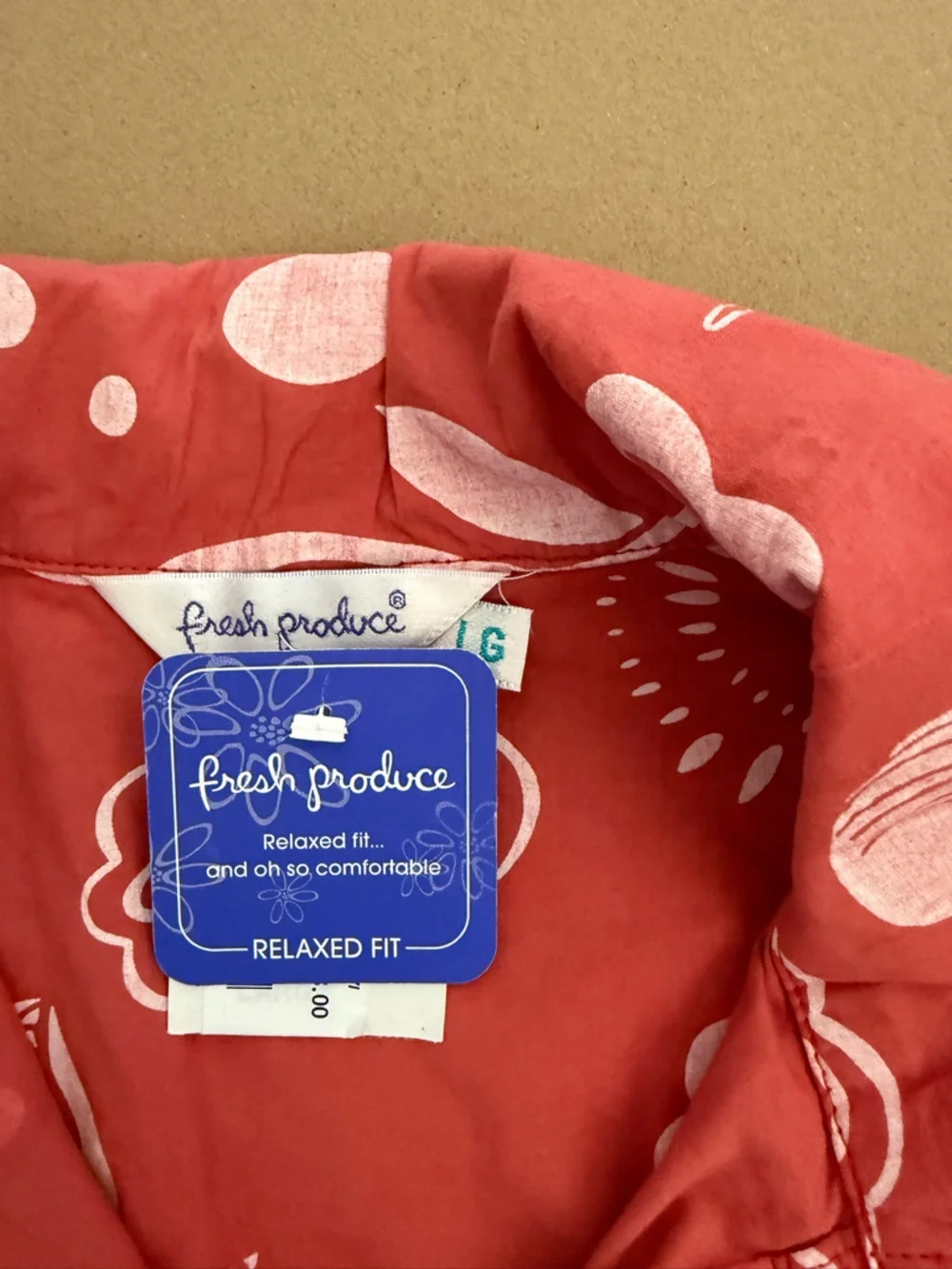 fresh produce Red Floral Button-Up pacific broad cloth jacket NWT size large - Picture 6 of 8